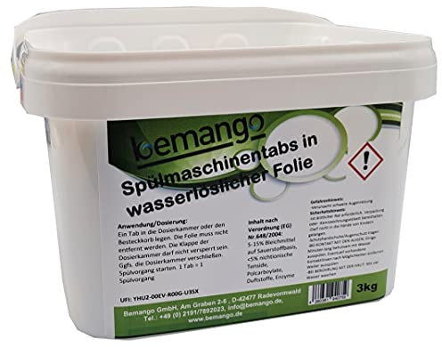 Spülmaschinentabs 3kg ca. 150 Stück in wasserlöslicher Folie im Eimer