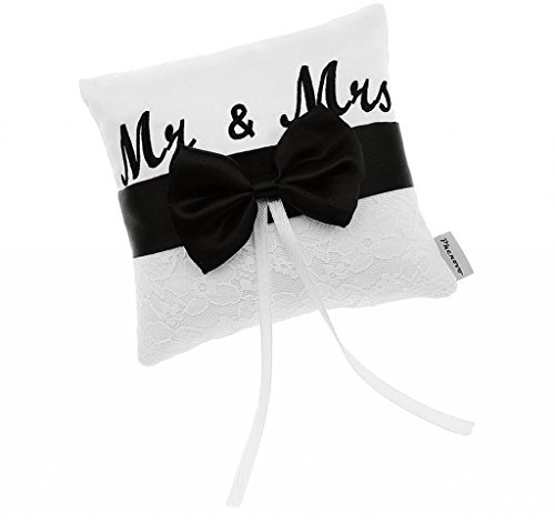 Mr & Mrs Porte Anneau Oreiller d'Alliance Coussin Art Déco Mariage 15cm