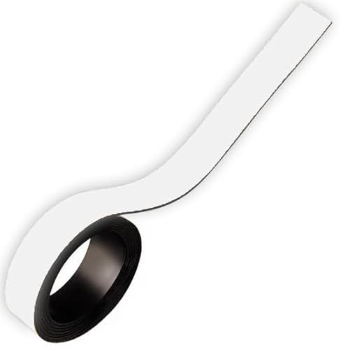 Magnetband Kennzeichnungsband farbig, Breite 15mm - 5m Rolle - Magnetstreifen - Zum Beschriften und Markieren, von Lager, Werkstatt, für Whiteboards, Flipcharts, Präsentationen, Farbe:weiss
