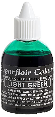 Sugarflair Light Green Edible Airbrush Colour - Edible Food Colouring Airbrush Paint for Cakes, Cupcakes, Icing and Cake Decorations - 60ml