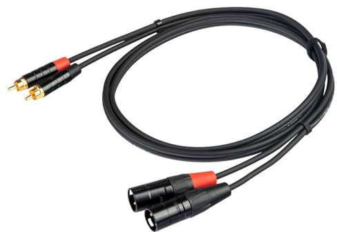 PROEL CHLP330LU15 - Cavo audio professionale ”STEREO” con connessioni 2 X spina RCA Maschio a 2 x spina volante Cannon XLR 3P Maschio, 1,5mt.