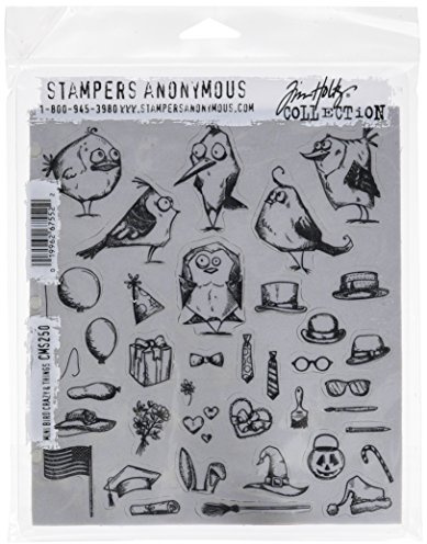 Art Gone Wild CMS250 Stampers Anonymous Tim Holtz Klebestempel 7 x 8.5 Zoll Mini Verrückte Vögel und andere Dinge, Synthetic Material, Mehrfarbig, 24.5 x 19 x 0.5 cm