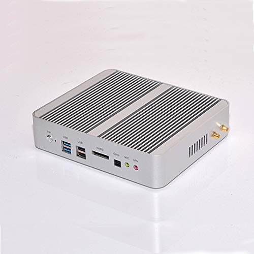 HSIPC Intel i5 7260U Mini Box PC,Fanless PC,HTPC with 8G RAM 128G SSD Rich IO: DP HDMI USB3.0 LAN SD Card Reader Aluminum Case