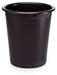 Durable Basic Small Waste Paper Bin - Bedroom & Office Waste Baskets - 13 Litre Capacity - Black