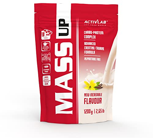Activlab Weight Gainer - Pulver Shake - Muskelaufbau - Molkenprotein Kohlenhydraten Kreatin Taurin - 1200 g Vanille MassUp