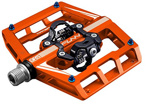 Funn Mamba Mountain Bike Clipless Pedals, doppelseitige Klickpedale mit breiter Plattform für MTB, kompatibel mit SPD Cleats, 9/16-Zoll CrMo-Achse Fahrradpedale (Orange)
