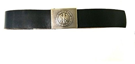 Armeeverkauf Bundeswehr Lederkoppel, 110cm, Schwarz, Militärischer Gurt, Koppel