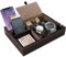 BELLE VOUS Ablage Tablett Braun Kunstleder 5 Fächer Schlüssel Ablage – Herren Organizer Ablage Schreibtisch, Accessoires Herren für Handy, Münzen, Schmuck, Schlüssel, Uhr – Nachttisch Organizer