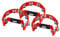 3er Set XDrum Hand Tambourin Halbmond Form (Tambourine, 16 Paar verchromte Stahl-Schellen, Kunststoff) rot