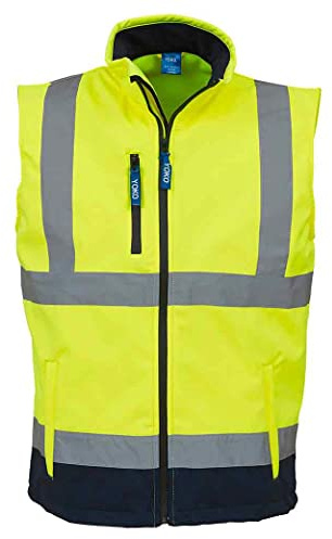 Yoko Mens Hi Vis Softshell Bodywarmer/Workwear (L) (Hi-Vis Yellow/Navy)