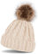 styleBREAKER Zopfmuster Bommelmütze, Strickmütze mit Fellbommel, Winter Beanie Mütze, Unisex 04024064, Farbe:Beige