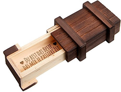 Casa Vivente Magische Geschenkbox aus Holz mit Gravur, Rätselbox mit Geheimfach, Liebesgeschenke für Männer, Ich Liebe Dich Geschenke für Männer