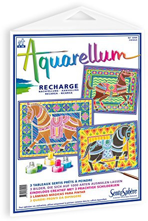 SentoSphère - RECHARGE AQUARELLUM - CHEVAUX - Recharge Cartes Aquarellum - Kit peinture - Peinture Aquarellable Magique - A partir de 8 ans - fabriqué en France