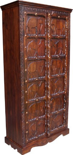 GURU SHOP Schrank, Kleiderschrank, Massivholz, Kolonialstil - Modell 7, Braun, 180x90x40 cm, Schränke & Kleiderschränke