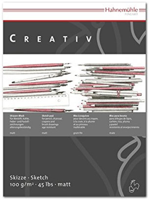 Hahnemühle Creativ Skizzenblock, mattes Zeichenpapier mit 100 g/m², naturweiß, 100 Blatt, DIN A3, kopfgeleimt