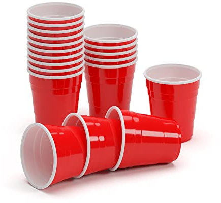 BeerCup Bierpong Becher Set, 100 Bierpong Becher, Red Cups, Bierpong Becher Set Spülmaschinenfest, Partybecher, Wiederverwendbare Beer Pong Becher, Plastikbecher, Beerpongbecher in Rot