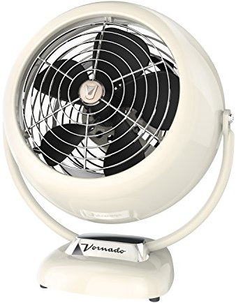 Vornado VFAN™ Vintage Air Circulator Fan, 3-Speed, Metal, Desktop Table Fan for Bedroom, Office, Cooling, with Adjustable Tilt Multi-Directional Airflow, Retro Design, Vintage White