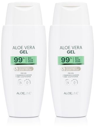 Bio Aloe Vera Gel 99% - Feuchtigkeitspflege für Haut & Haar - ohne Duft- & Farbstoffe - vegan - lindert Hautbeschwerden & regeneriert die Haut (2x 150 ml)