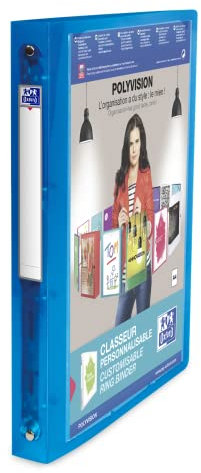 Oxford Ringbuch A4, polyvision, 4 Ringe, 3 cm Rücken, transparent, blau