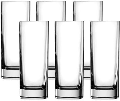 Luigi Bormioli Strauss 13-1/2-Ounce Beverage Glass, Set of 6 | Durable Crystal Tumblers with Square Design, Tall Beverage Cups for Water, Juice, Cocktails, Spritzes & Home Bar Entertaining