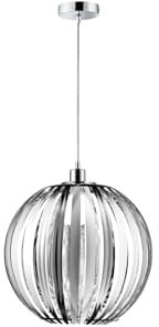 Trio Leuchten Pendelleuchte in Chrom, Acrylstäbe verchromt, exklusive 1x E27 maximal 60W, ø 40 cm, Höhe: 150 cm 304100106
