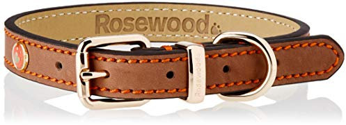 Rosewood 04017 Leder-Hundehalsband für Halsumfang von 35.6-45.7 cm, braun