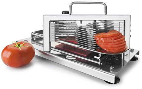 LACOR - 60510 - Máquina Corta Tomates, Acero Inoxidable, 10 Cuchillas, 9 rodajas, 43 x 20 cm, Uso Profesional