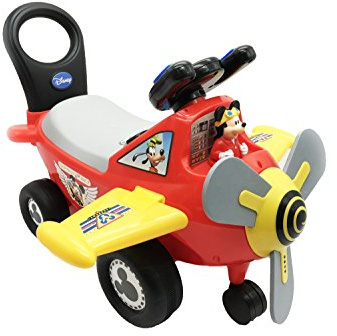 Kiddieland Disney Mickey Mouse Plane Ride-On for Toddlers with Lights & Sounds, Moving Mickey, Rotating Propeller, Batteries Included, 21.5 x 17.25 x 18 in