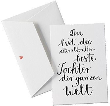 Spruchkarte - Du bist die allerbeste TOCHTER der Welt, Glückwunschkarte Postkarte für Töchter, Patentocher, Mädchen, Geburtstagskarte oder Dankeschön Grußkarte, klassisch mit Herz-Umschlag