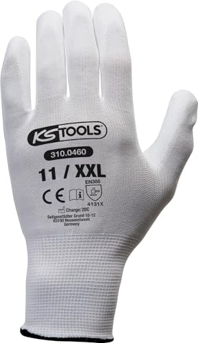 KS Tools 310.0460 Mikro-Feinstrickhandschuhe-weiß, XXL, 12 Paar