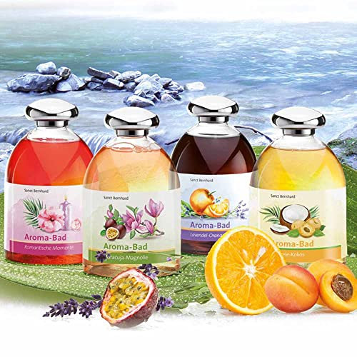 Sanct Bernhard Aroma-Bäder 4er-Set Maracuja-Magnolie, Aprikose-Cocos, Lavendel-Orange, Romantische Momente 4x500ml