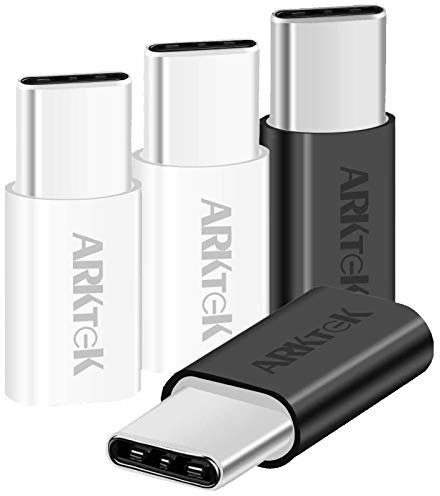 ARKTEK Adaptador USB-C, USB Tipo C (Macho) a Micro USB (Hembra) Adaptador para sincronización y Carga de Datos (Paquete de 4)