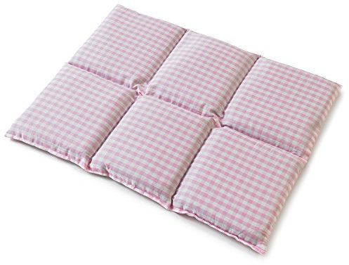 Traubenkernkissen groß 6-Kammer 40x30cm - Bio Stoff rosa-weiß - Wärmekissen Körnerkissen