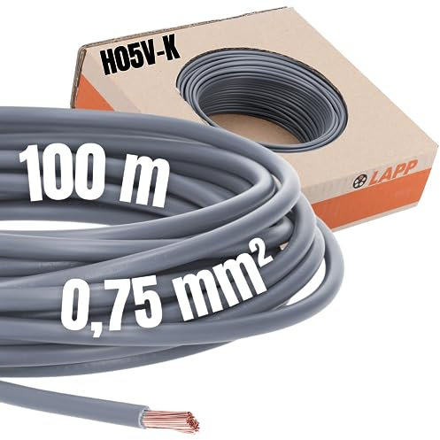 100 Meter Lapp 4510062 H05V-K 0,75 mm² grau I Verdrahtungsleitung I Aderleitung flexibel I PVC Einzelader I Litze 0,75mm2 I Verdrahtung
