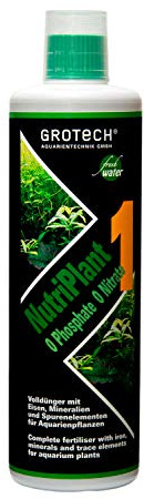 Grotech NutriPlant 1/0 Nitrate 0 Phosphate 500ml - Engrais Complet avec du Fer,minéraux et oligoélements pour Plantes d Aquarium.