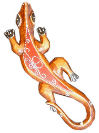 Unbekannt Wandbild Gecko V 50cm Wanddeko rot Wandfigur Echse Eidechse Salamander Wandschmuck Afrikafigur Geschenk-Idee