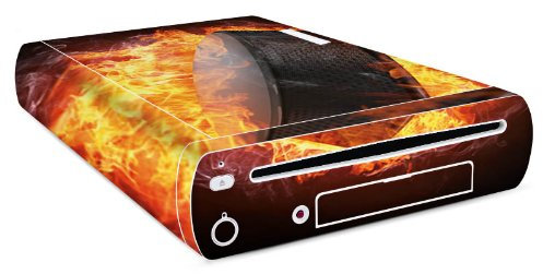 DeinDesign Skin kompatibel mit Nintendo Wii U Konsole Folie Sticker Eishockey Feuer