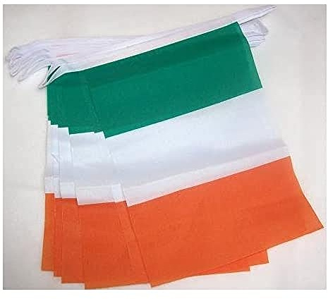 AZ FLAG Guirlande Irlande 3 m 10 drapeaux Polyester Léger 21x15 cm | Usage intérieur et extérieur Guirlande de drapeaux irlandais Ireland drapeaux cousus sur un ruban renforcé
