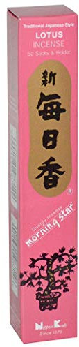 Lotus Morning Star Nippon Kodo Kit d'encens Japonais de qualité avec 50 bâtons et un support