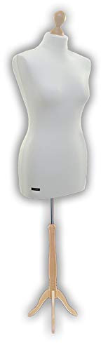 LUCCESI | Schneiderpuppe | zum Probierpreis! | Größen S - XL (Female ♀) | Torso Size: L/XL (42-44) | Wechselbezug Creme-Weiss | Standfuss buche | Damen - Schaufensterpuppe