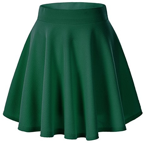 Damen Mädchen Basic Solid vielseitige dehnbaren informell Mini Skater Rock (XL, Dunkelgrün)