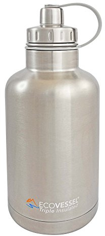 EcoVessel Unisex's The Boss Tri Max Vacuum Insulated Stainless Steel Growler Bottle With Tea