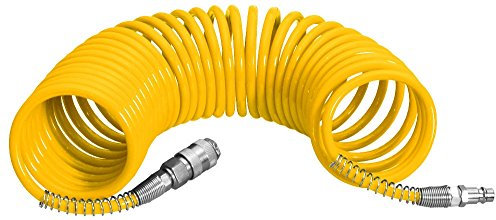 Proteco-Werkzeug® PU Druckluftschlauch Durchm 8/5 mm 7,5 Meter lang Spiralschlauch Luftschlauch Kompressorschlauch mit Schnellkupplung