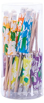 tib 10802 Hawaii Eis-/Papierschirme Set mit 24 Stück pro PVC-Box, mehrfarbig, Einheitsgröße