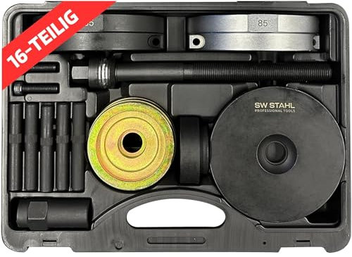 SW-Stahl 301051L Kompaktlager Werkzeugsatz/Radlager-Werkzeug-Set/für VW Transporter/EIN-und Ausbau von Lager-/ Nabeneinheit mit Ø 85 mm/für Vorder-und Hinterachse/Presswerkzeug