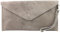 modamoda de T106 Damen Wildleder Rauleder Clutch Umhängetasche Abendtasche handmade in Italy, Farbe:Beigegrau