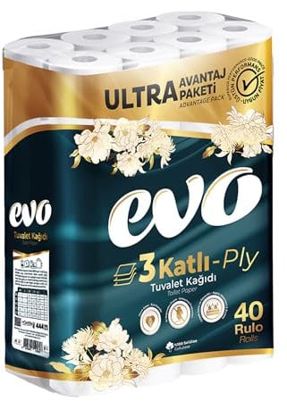 Evo 120x Luxury Toilet Rolls 3ply, Ultra Advantage Pack, Degradable and Recyclable Wipes Set Pack Disposable