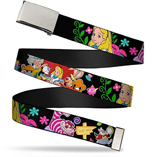 Buckle-Down Boys Web Belt Alice in Wonderland 1.5, Multicolor, Wide-Fits up to 42 Pant Size