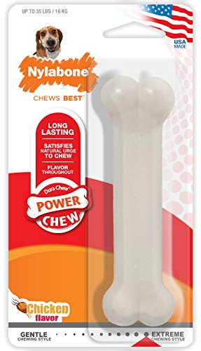 Nylabone Dura Chew Extreme Tough Dog Chew Toy Bone, Chicken Flavour, M, for Dogs Up to 16 kg