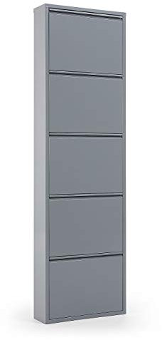 Hogar Decora Zapatero Metálico Gris 5 Puertas, Modelo Cabana
